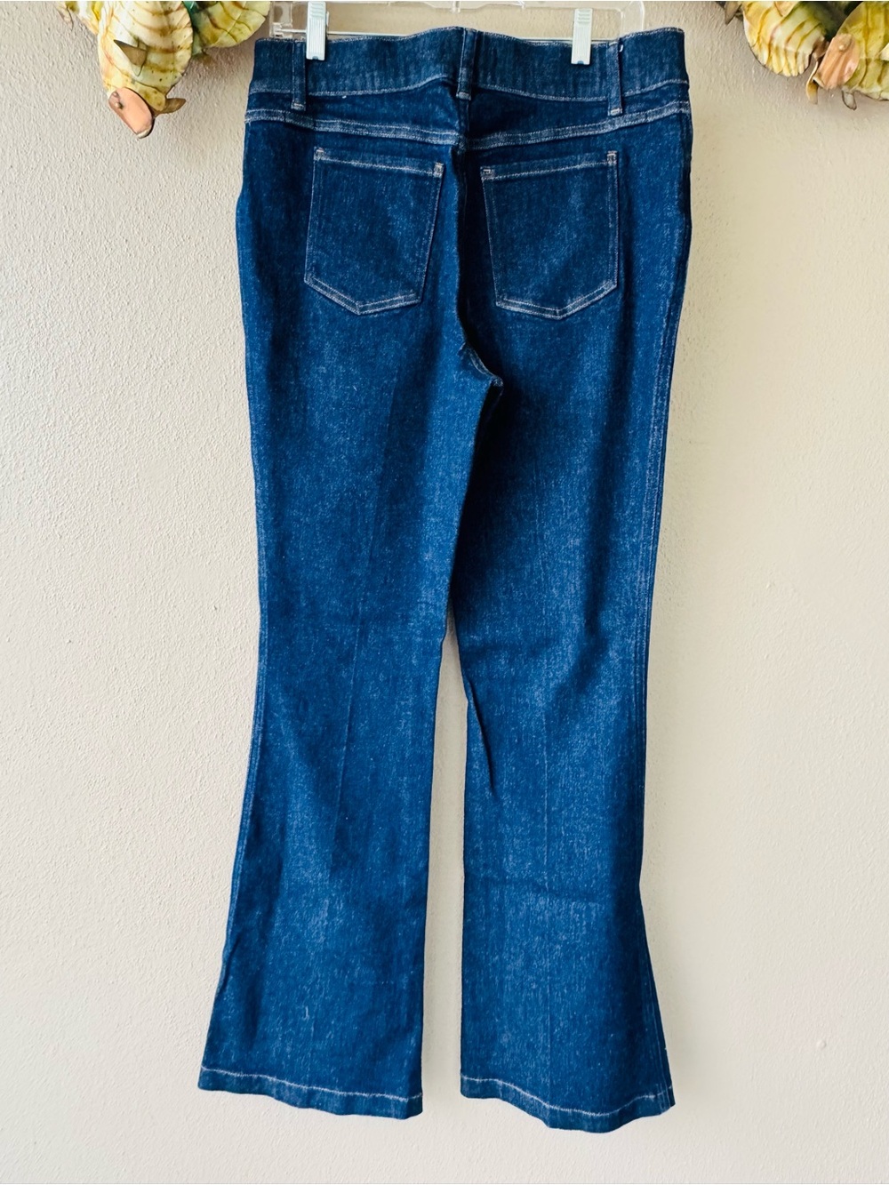 SPANX Dark Blue Pull-on stretch Flare Jeans Size L - Picture 2 of 4